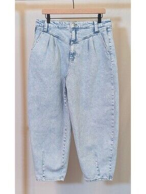 Wild Fable Womens Acid Wash High Rise Balloon Jeans Baggy Crop 80s Size 12